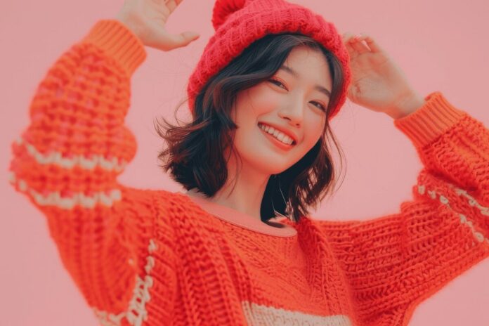 ビビットカラーの衣装で楽しそうに踊る日本人女性