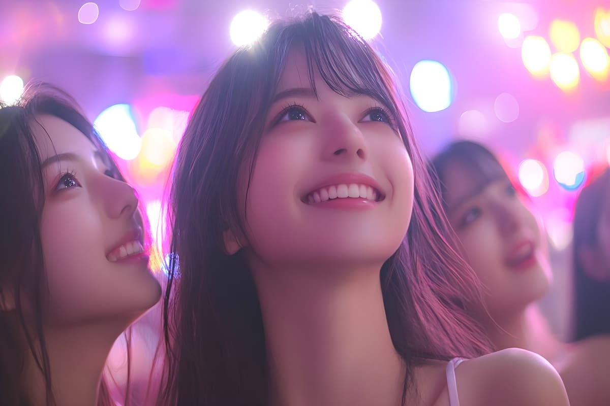 集団アイドルのイメージのアジア人女性
