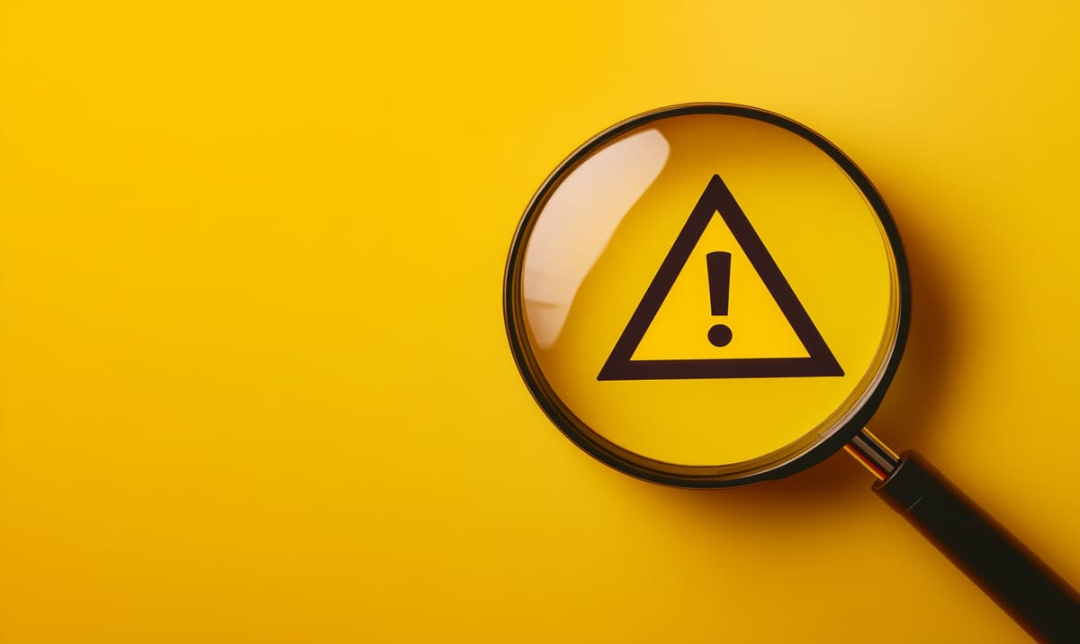 注意喚起マークと虫眼鏡