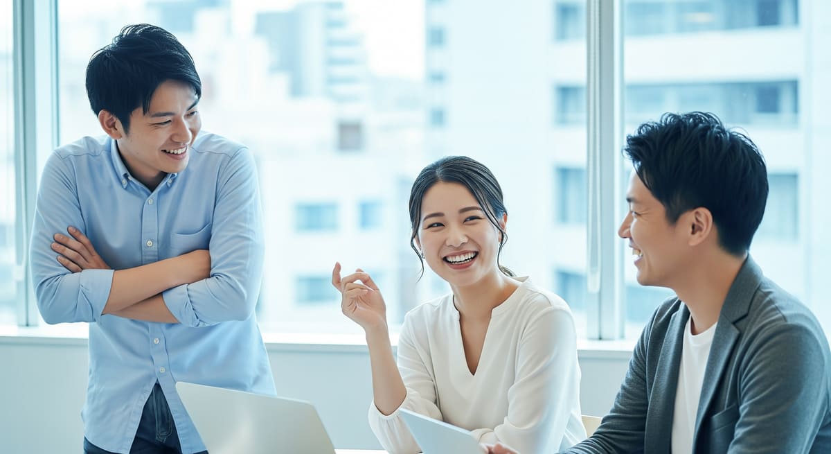笑顔でコミュニケーションを取る社員たち