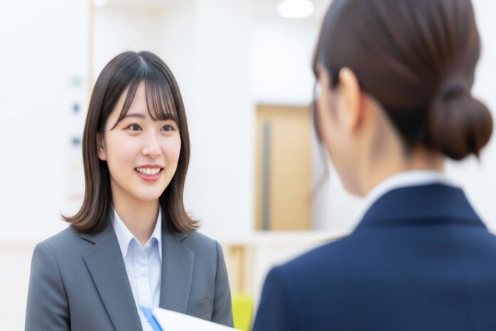 面接を受ける女子学生