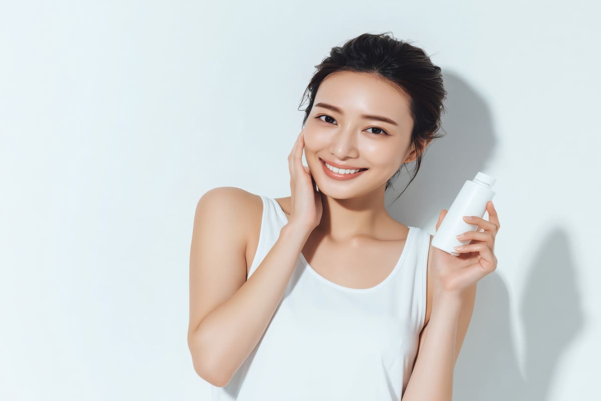 スキンケアをする女性