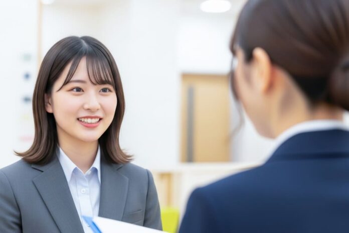 面接を受ける女子学生