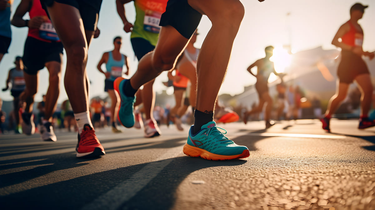 マラソンレースの足元