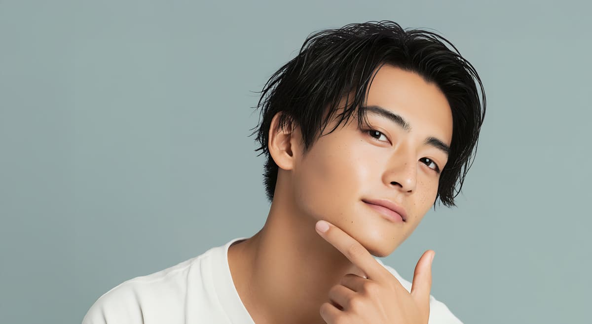 肌が気になる若い男性