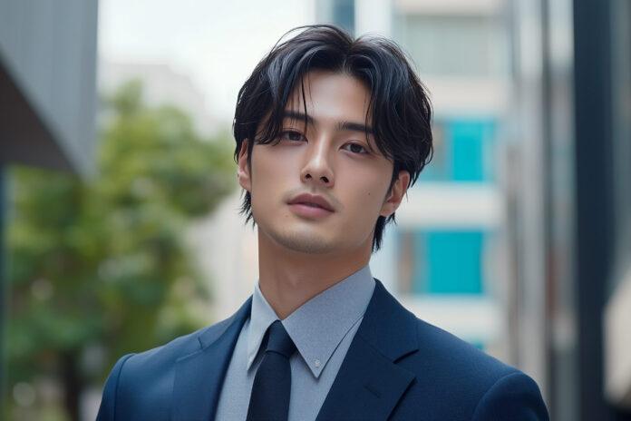 スーツを着ている若くてかっこいい男性俳優